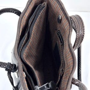 Brighton Gigi bucket bag Black Brown Leather Heart Hardware Braided Straps image 14