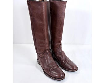 Justin Brown Leather Tall Riding Boots Style L3851 Womens Siz 5.5 B Equestrian