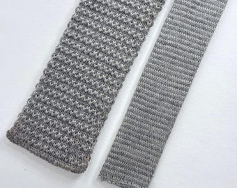 Van Heusen Knit Tie Gray Vintage Wool Blend Square Bottom Textured Necktie