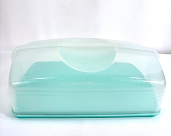 Tupperware Cupcake Cake Carrier Mint Green Reversible Tray Vintage