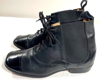 NJ Sekela Congress Gaiter Patent Toe Cap Victorian Shoe Reproduction Men 9 B