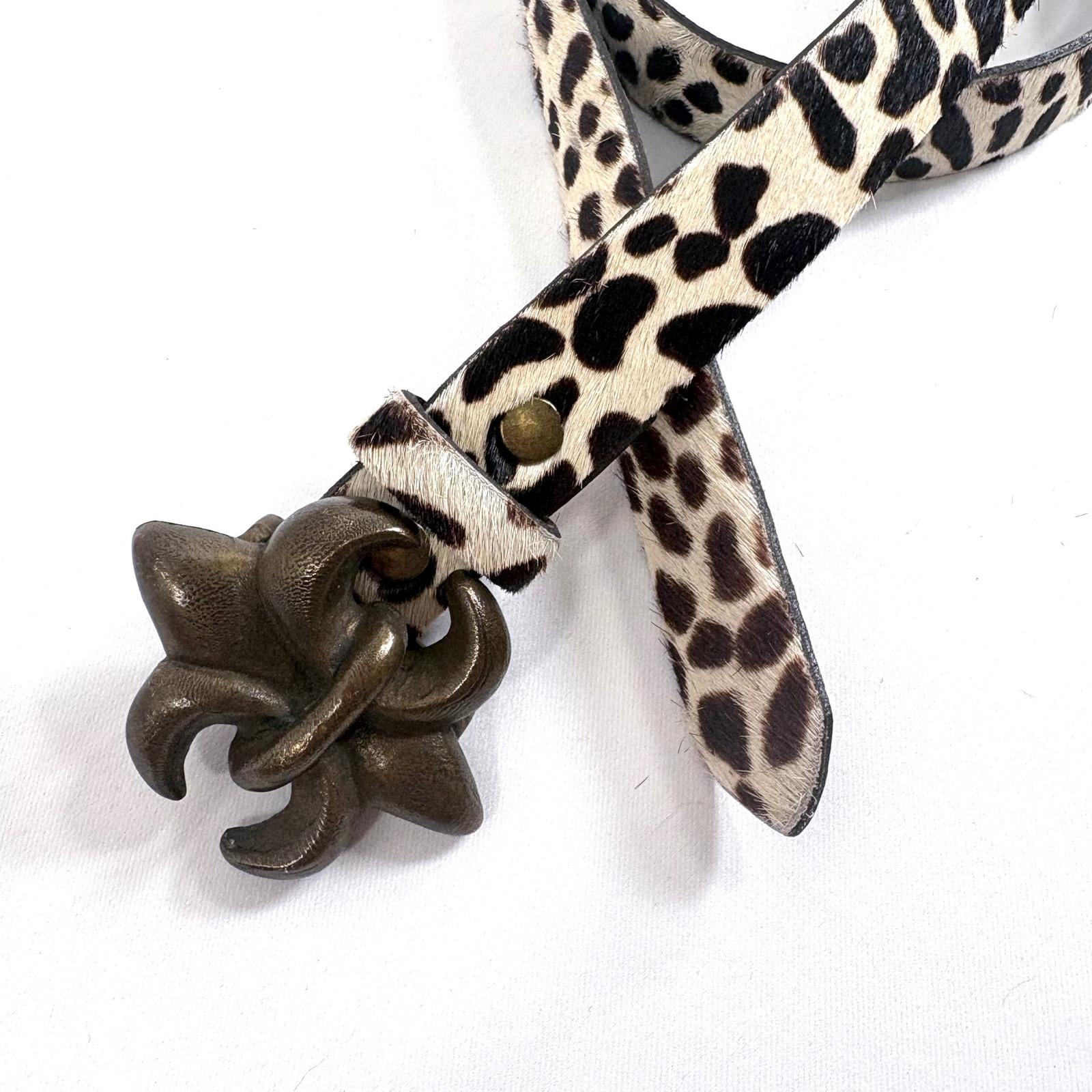 Streets Ahead Calf Hair Animal Print Studded Belt Zebra Cheetah Womens L 32\