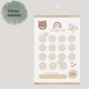 Quadro de recompensas para crianças com adesivos | Download digital para impressão | Sistema de recompensa | Plano de recompensa filho | Baixar DIN A4