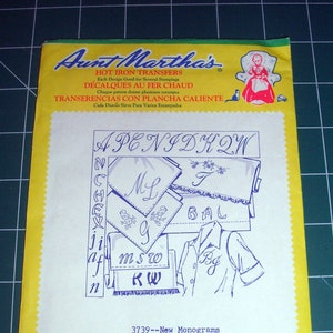 Vintage Aunt Marthas Hot Iron Transfers - 3739 New Monograms