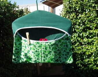 Shamrock Clothespin Bag with 96 Wood Clothespins included - Can be made with many different fabrics