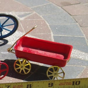 Miniature Metal Doll House Wheeled Toys - Red Wagon  - vintage