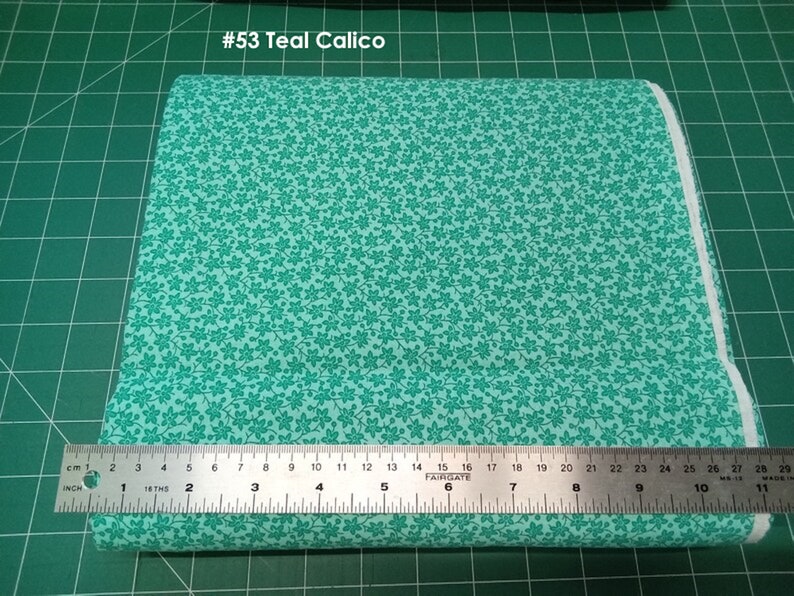 Cotton Calico by the yard and half yard Teal Calico