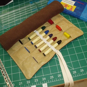 Beeswax Crayon Holder Waldorf inspired for 16 square and 16 stick crayons crayons not included Brown