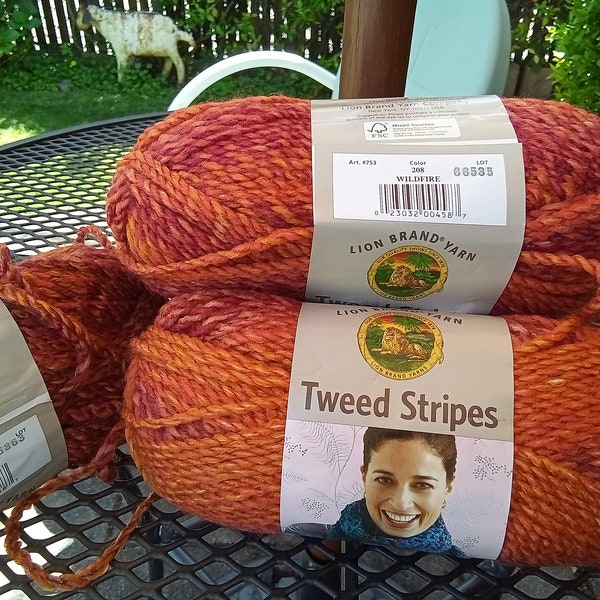 Lion Brand - tweed stripes -  wildfire - 85g yarn - by the skein