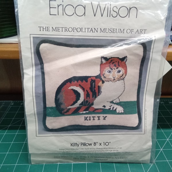 Counted Cross stitch kit - kitty pillow - Erica Wilson