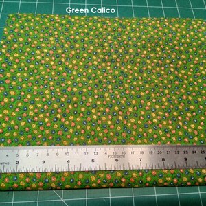 Cotton Calico by the yard and half yard Green Calico