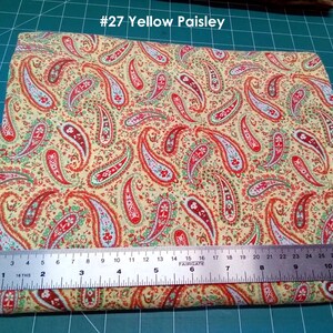 Cotton Calico by the yard and half yard Yellow Paisley