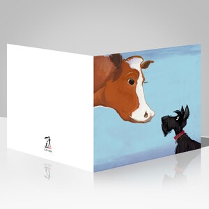 Scottie et une vache - lot de 5+1 cartes de vœux