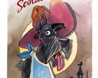 Scotties for all original watercolour painting