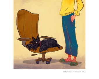 Scottie on an armchair digital print