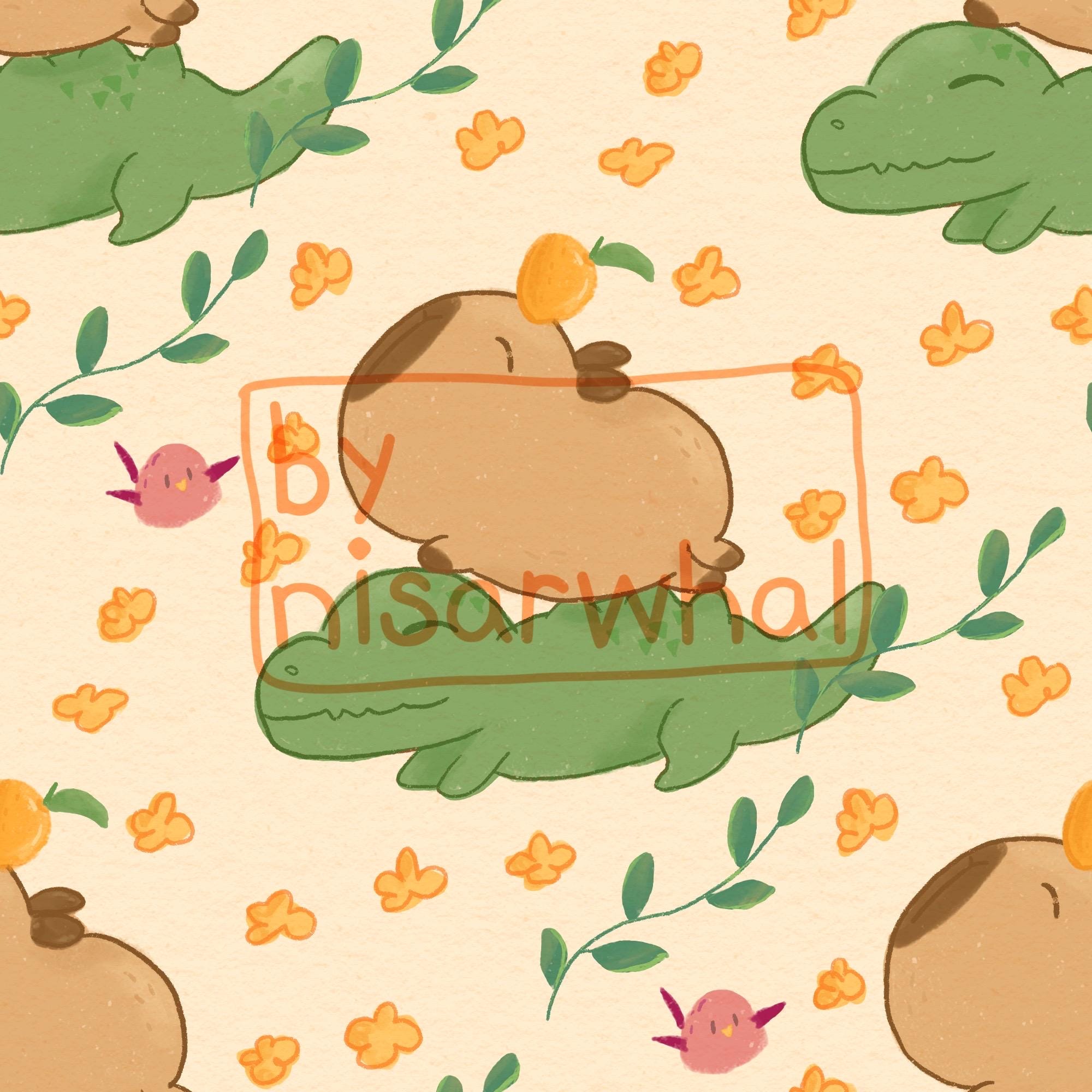 Capybara Alligator Seamless Pattern | Digital Fabric Design for Craft ...