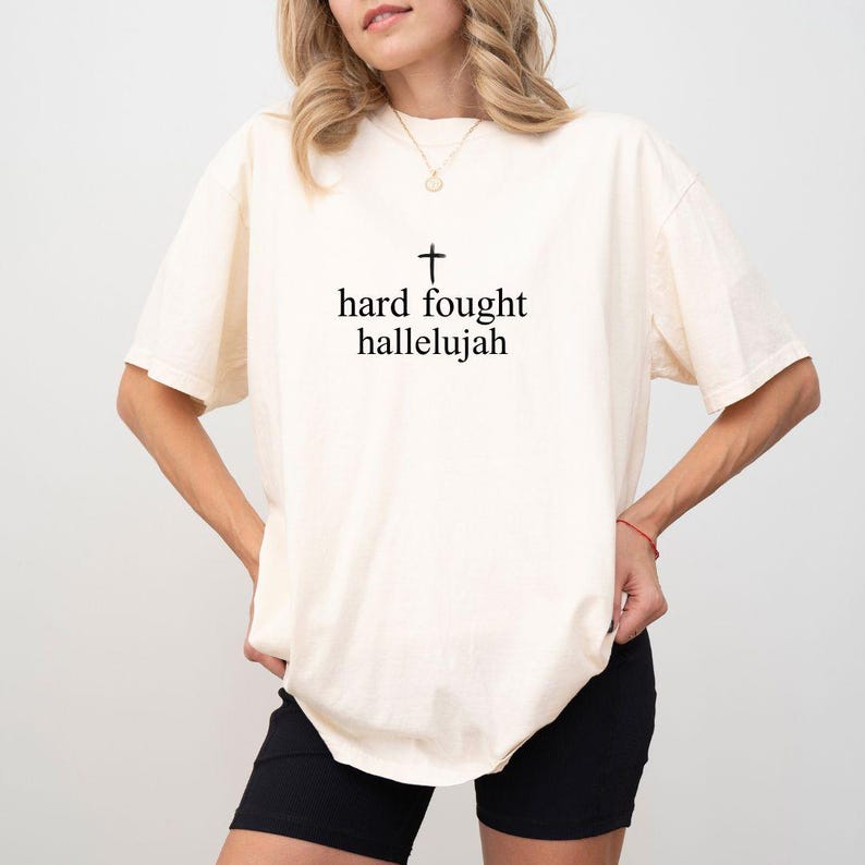 Christian PNG, Christian SVG, Retro Sublimation Design Download, Trendy Shirt Design, Hard Fought Hallelujah png, Bible Verse Svg Png