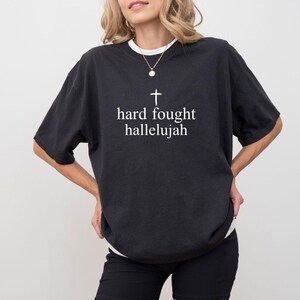 Christian PNG, Christian SVG, Retro Sublimation Design Download, Trendy Shirt Design, Hard Fought Hallelujah png, Bible Verse Svg Png