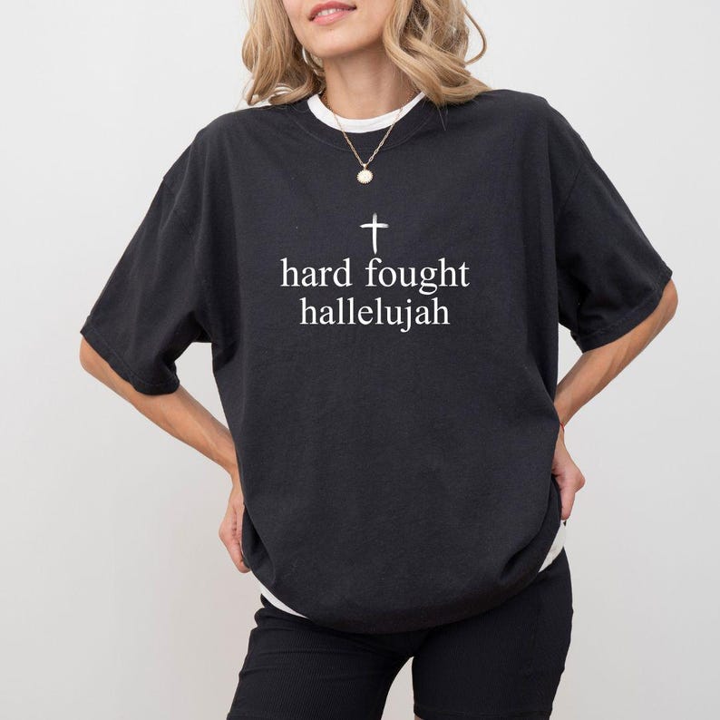 Christian PNG, Christian SVG, Retro Sublimation Design Download, Trendy Shirt Design, Hard Fought Hallelujah png, Bible Verse Svg Png