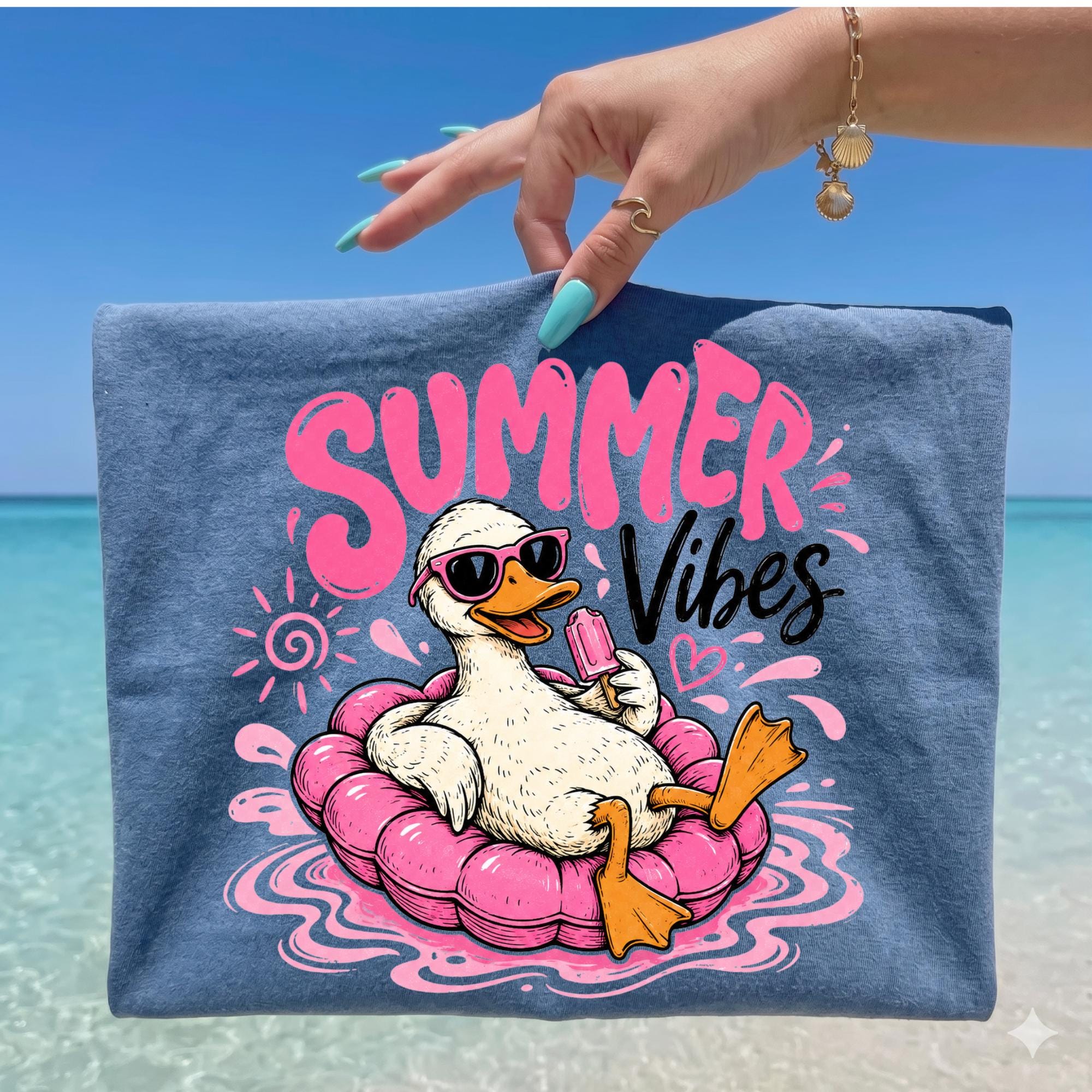 Summer Vibes Duck PNG, Preppy Summer Sublimation, Pool Float Digital ...