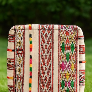 Moroccan Pouf - Handmade Boho Floor Cushion - Amazigh Berber Ottoman - Ethnic Footstool - Moroccan Home Decor - Floor Pillow