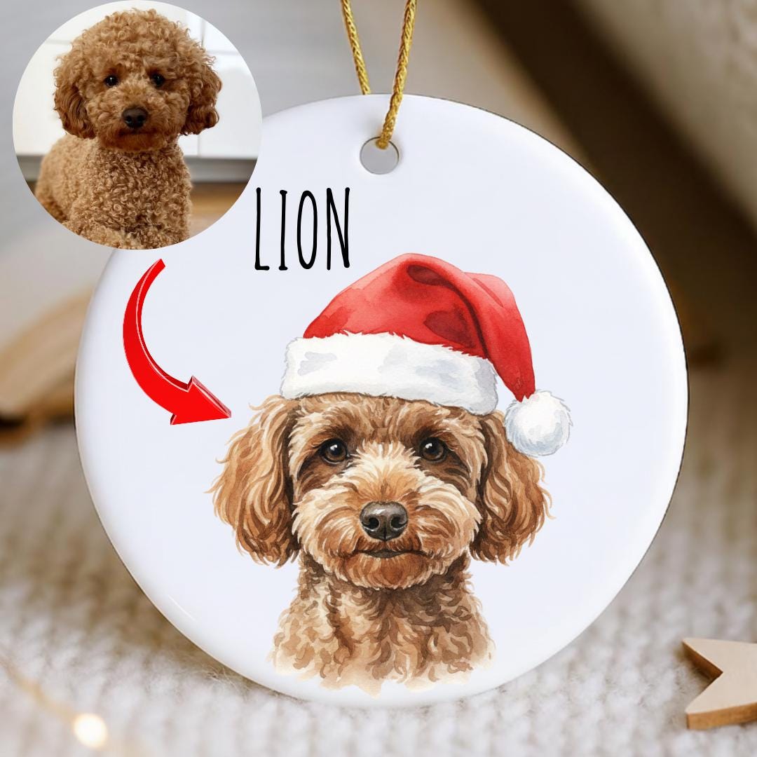 Custom Pet Photo Christmas Ornament PNG, Personalized Dog Ornament With ...