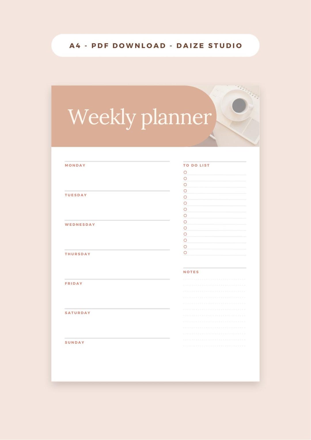Printable Weekly Planner A4 | Minimalist to Do List and Agenda PDF ...