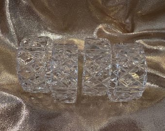 Vintage 24% Lead Crystal Napkin Rings. Set of Four