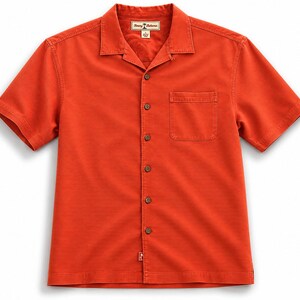 Vintage Tommy Bahama Silk Camp Shirt Orange Embroidered Hawaiian Resortwear image 3