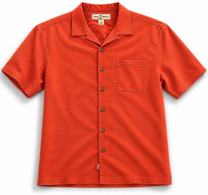 Vintage Tommy Bahama Silk Camp Shirt Orange Embroidered Hawaiian Resortwear image 3