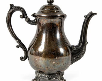 Vintage F.B. Rogers Silverplate Coffee Tea Pot 2352 Ornate Footed Server Patina Decor