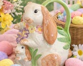 Vintage Easter Bunny Pitcher Planter 1994 Ceramic Rabbit Decor Spring Cottagecore Bunny Figurine