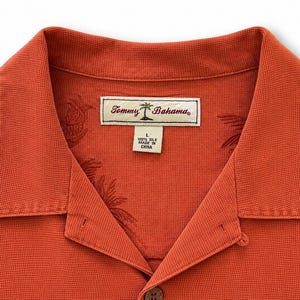 Vintage Tommy Bahama Silk Camp Shirt Orange Embroidered Hawaiian Resortwear image 6