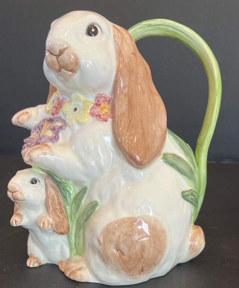 Vintage Easter Bunny Pitcher Planter 1994 Ceramic Rabbit Decor Spring ...