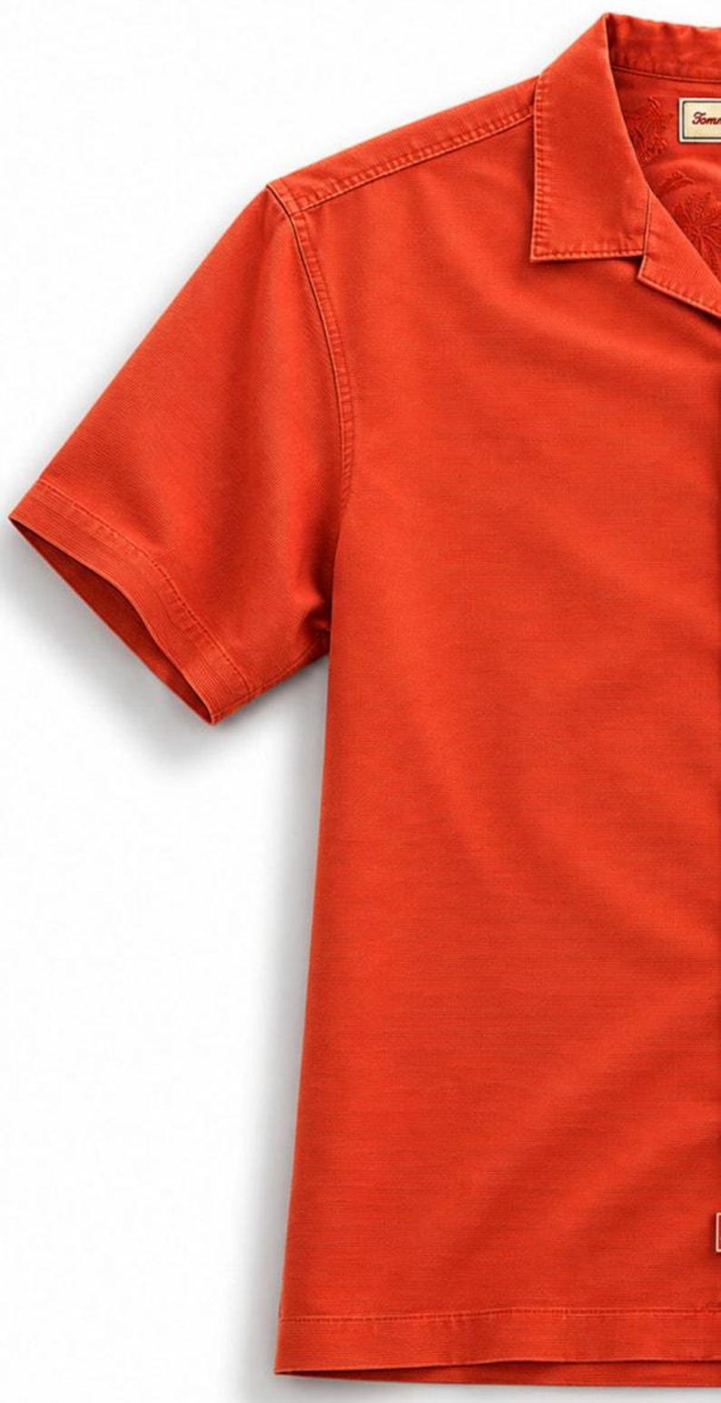 Vintage Tommy Bahama Silk Camp Shirt Orange Embroidered Hawaiian Resortwear image 7
