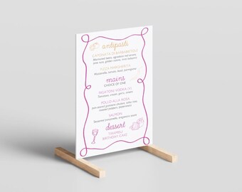 Wave Birthday/Wedding/Shower Menu Template, Italy Instant Download Editable Menu Template Bundle