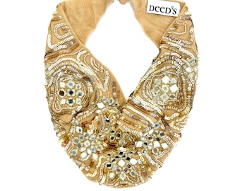 Jaipur Mirrored Gray Scarf Necklace
