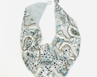 Taj Mirrored Gray Scarf Necklace