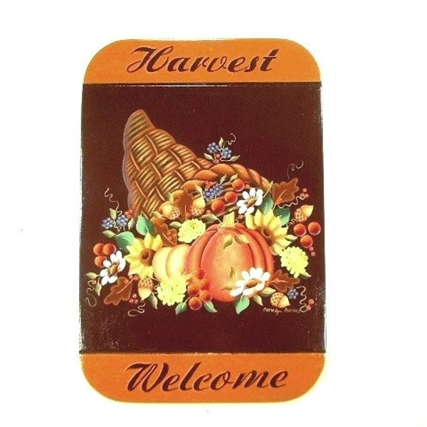 Welcome Sign 296, Fall Harvest Cornucopia, Country Primitives Style Design, Artist Quality & Craftsmanship