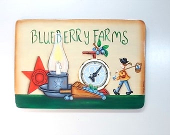 Blueberry Farm 555, Sign, Country Primitives Style Design, Artist Quality Painting, Quality Wood Craftsman