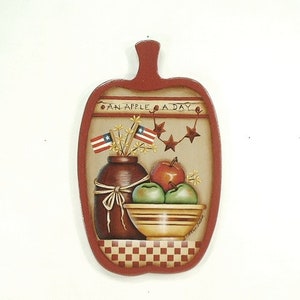 Apple Sign #783, Country Primitive Style with Apple Shaped Plaque, Quality Artist & Craftsman