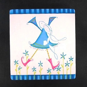 Young Dancer 198, White Bunny in Pink Boots, Contemporary Style Design, Quality Artist & Craftsman