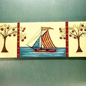 Patriotic Sailor #317, Americana Style Design, Cape Cod Bound, Primitive Coastal Scene,, Quality Artist & Craftsman