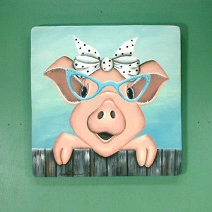Miss Piggy #798, Named Hammy, Contemporary Animal Scene, Country Primitive Style, Quality Artistry