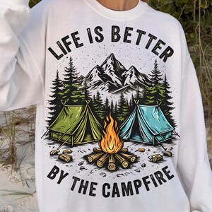 Life Is Better By The Campfire Png, Camping Clipart, Summer vibes png, Summer png, Retro Camp shirt png, Camp life png, Summer camping png