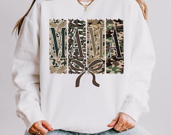 Camo Mama PNG, Hunting Shirt Design, Coquette Bow (Digital Download)