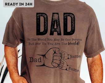 Personalized Best Dad Ever PNG Fist Bump with Custom Kids Names, Fathers Day Png