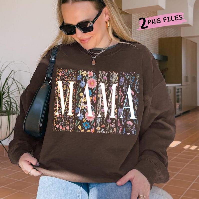 Boho Floral Mama Shirt png, Wildflowers Spring DESIGN