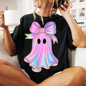 Iridescent Ghost Pumpkin PNG, Coquette Halloween Design, Halloween PNG, Girly Halloween Png, Cute Ghost Png, Halloween PNG, Boo Ghost Png