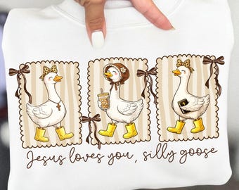 Jesus Loves You Silly Goose png, sublimatieontwerp Christian Goose, grappig geloofscitaat digitaal